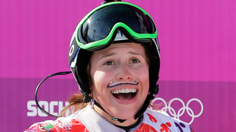 Illustration for article titled Czech Woman Wins Snowboarding Gold in Patriotic Fake Mustache